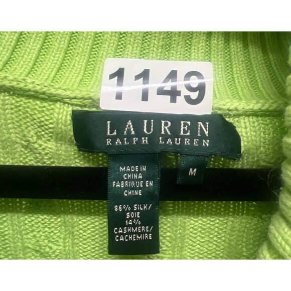 Lauren Ralph Lauren Lime Green Cable Knit Sweater M - Picture 3 of 5